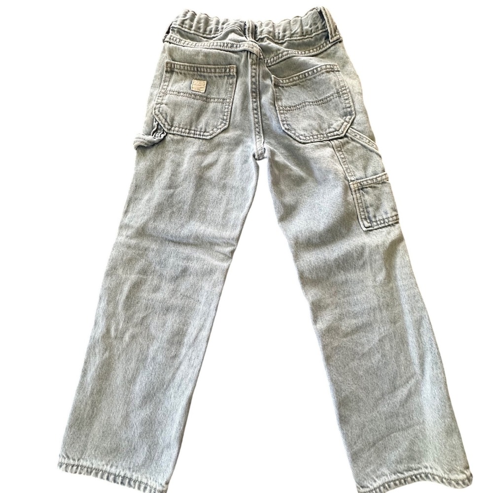 Old Navy Kids Light Wash Carpenter Jeans Workwear Denim Size 7 Adjustable Waist - Picture 1 of 6